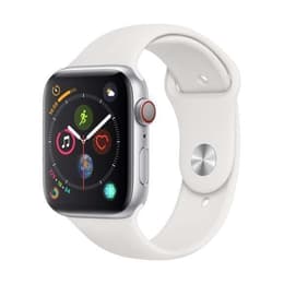 Apple Watch (Series 4) 2018 GPS + Cellular 44 mm - Acier inoxydable Argent - Sport Blanc
