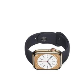 Apple Watch Series 8 (2022) GPS + Cellular 45 mm - Acier inoxydable Or - Bracelet sport Noir