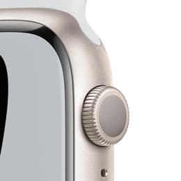Apple Watch (Series 7) 2021 GPS 41 mm - Aluminium Lumière stellaire - Bracelet sport Nike Blanc/Noir
