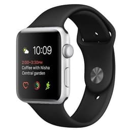 Apple Watch Series 3 (2017) GPS 42 mm - Acier inoxydable Argent - Bracelet sport Noir