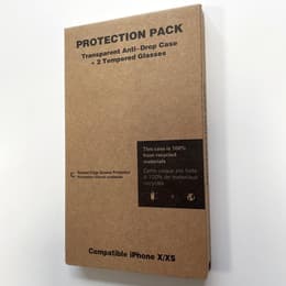 Coque iPhone X/XS et 2 écrans de protection - Plastique recyclé - Transparent