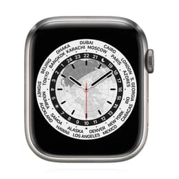 Apple Watch Series 7 (2021) GPS + Cellular 45 mm - Titane Argent - Bracelet sport Noir