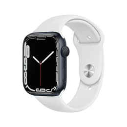 Apple Watch Series 7 (2021) GPS + Cellular 45 mm - Aluminium Minuit - Bracelet sport Blanc