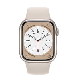 Apple Watch (Series 8) 2022 GPS 45 mm - Aluminium Lumière stellaire - Bracelet sport Gris