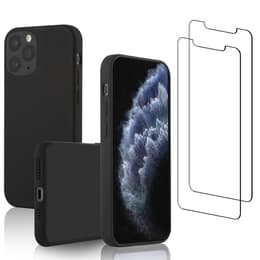 Coque iPhone 11 Pro Max et 2 écrans de protection - Silicone - Noir