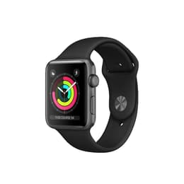 Apple Watch (Series 3) 2017 GPS + Cellular 42 mm - Aluminium Gris - Bracelet sport Noir