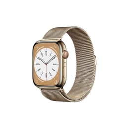Apple Watch (Series 8) 2022 GPS + Cellular 45 mm - Acier inoxydable Or - Bracelet milanais Or
