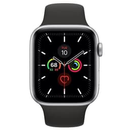 Apple Watch (Series 4) 2018 GPS + Cellular 44 mm - Acier inoxydable Argent - Bracelet sport Noir