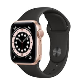 Apple Watch (Series 6) 2020 GPS 40 mm - Acier inoxydable Or - Bracelet sport Noir