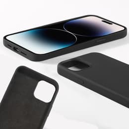 Coque iPhone 14 Pro et 2 écrans de protection - Silicone - Noir