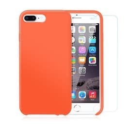 Coque iPhone 7 Plus/8 Plus et 2 écrans de protection - Silicone - Orange