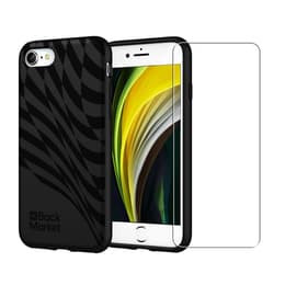 Coque Back Market iPhone 7/8/SE 2020/2022 et écran de protection - 100% biodégradable - Noir Motif Vague