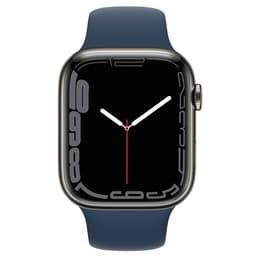 Apple Watch (Series 7) 2021 GPS + Cellular 45 mm - Acier inoxydable Graphite - Bracelet sport Bleu