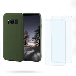 Coque Galaxy S8 et 2 écrans de protection - Silicone - Vert