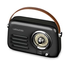 Radio Radio Rétro portable Ledwood ALMA, FM, Bluetooth 5.3 Entrée USB, Puissance 3W - Batterie 3,7V-1500mAh - Retro Vintage - Noir