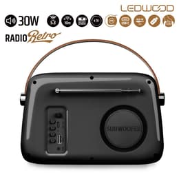 Radio Radio Rétro portable Ledwood ALMA, FM, Bluetooth 5.3 Entrée USB, Puissance 3W - Batterie 3,7V-1500mAh - Retro Vintage - Noir