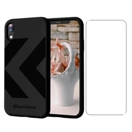 Coque Back Market iPhone XR et écran de protection - Plastique recyclé - Noir (Chevron)