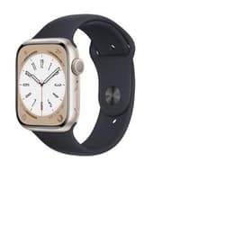 Apple Watch (Series 8) 2022 GPS 41 mm - Aluminium Lumière stellaire - Bracelet sport Noir