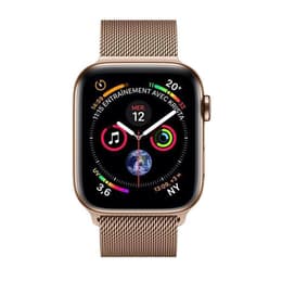 Apple Watch (Series 4) 2018 GPS + Cellular 44 mm - Acier inoxydable Or - Milanais Or