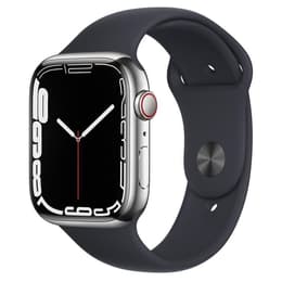Apple Watch (Series 7) 2021 GPS + Cellular 45 mm - Aluminium Argent - Bracelet sport Noir