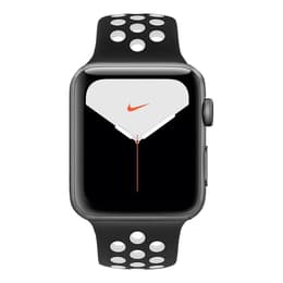 Apple Watch (Series 5) 2019 GPS + Cellular 44 mm - Aluminium Gris sidéral - Bracelet sport Nike Noir/Blanc
