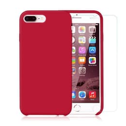 Coque iPhone 7 Plus/8 Plus et 2 écrans de protection - Silicone - Rouge