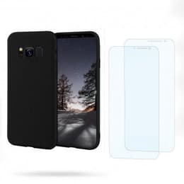 Coque Galaxy S8 et 2 écrans de protection - Silicone - Noir