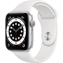 Apple Watch (Series 6) 2020 GPS 44 mm - Acier inoxydable Argent - Bracelet sport Blanc