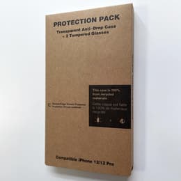 Coque iPhone 12/12 Pro et 2 écrans de protection - Plastique recyclé - Transparent