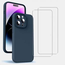 Coque iPhone 14 Pro et 2 écrans de protection - TPU - Bleu