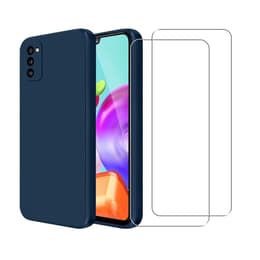Coque Galaxy A41 et 2 écrans de protection - Silicone - Bleu