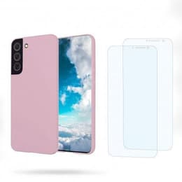Coque Galaxy S22 5G et 2 écrans de protection - Silicone - Rose
