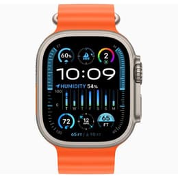 Apple Watch Ultra 2 (2023) GPS + Cellular 49 mm - Titane Titane naturel - Bracelet Océan Orange