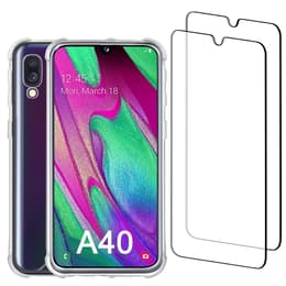Coque Galaxy A40 et 2 écrans de protection - Plastique recyclé - Transparente