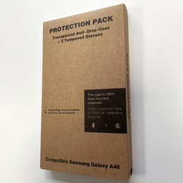 Coque Galaxy A40 et 2 écrans de protection - Plastique recyclé - Transparente