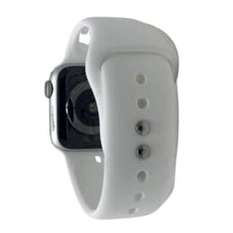 Apple Watch (Series 4) 2018 GPS + Cellular 44 mm - Acier inoxydable Argent - Bracelet sport Blanc