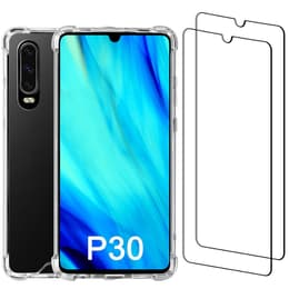 Coque Huawei P30 et 2 écrans de protection - Plastique recyclé - Transparent