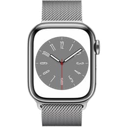 Apple Watch (Series 8) 2022 GPS + Cellular 41 mm - Acier inoxydable Argent - Bracelet milanais Argent