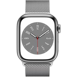 Apple Watch Series 8 (2022) GPS + Cellular 41 mm - Acier inoxydable Argent - Bracelet milanais Gris