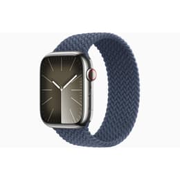 Apple Watch (Series 8) 2022 GPS + Cellular 45 mm - Acier inoxydable Gris - Bracelet Boucle unique tressée Bleu