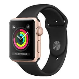Apple Watch (Series 3) 2017 GPS + Cellular 42 mm - Aluminium Or - Bracelet sport Noir