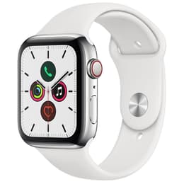 Apple Watch (Series 5) 2019 GPS + Cellular 40 mm - Acier inoxydable Argent - Bracelet sport Blanc