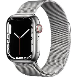 Apple Watch (Series 7) 2021 GPS 45 mm - Acier inoxydable Argent - Bracelet milanais Argent