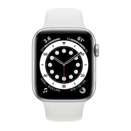Apple Watch (Series 6) 2020 GPS + Cellular 44 mm - Acier inoxydable Argent - Boucle sport Blanc