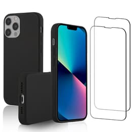 Coque iPhone 13 Pro Max et 2 écrans de protection - Silicone - Noir