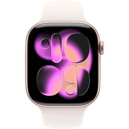 Apple Watch (2025) GPS 46 mm - Aluminium Or rose - Bracelet sport Blanc