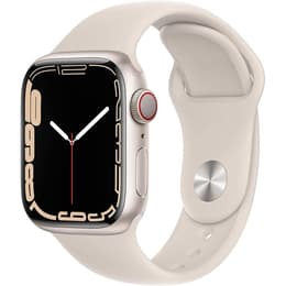Apple Watch (Series 7) 2021 GPS + Cellular 41 mm - Aluminium Lumière stellaire - Bracelet sport Blanc