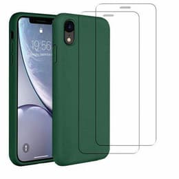 Coque iPhone XR et 2 écrans de protection - Silicone - Vert