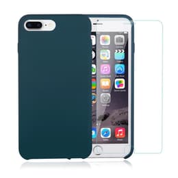 Coque iPhone 7 Plus/8 Plus et 2 écrans de protection - Silicone - Bleu Canard