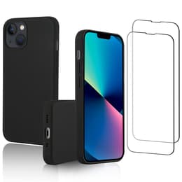 Coque iPhone 13 mini et 2 écrans de protection - Silicone - Noir